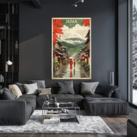 Traditional Japanese Street Scene: Vintage Travel Poster