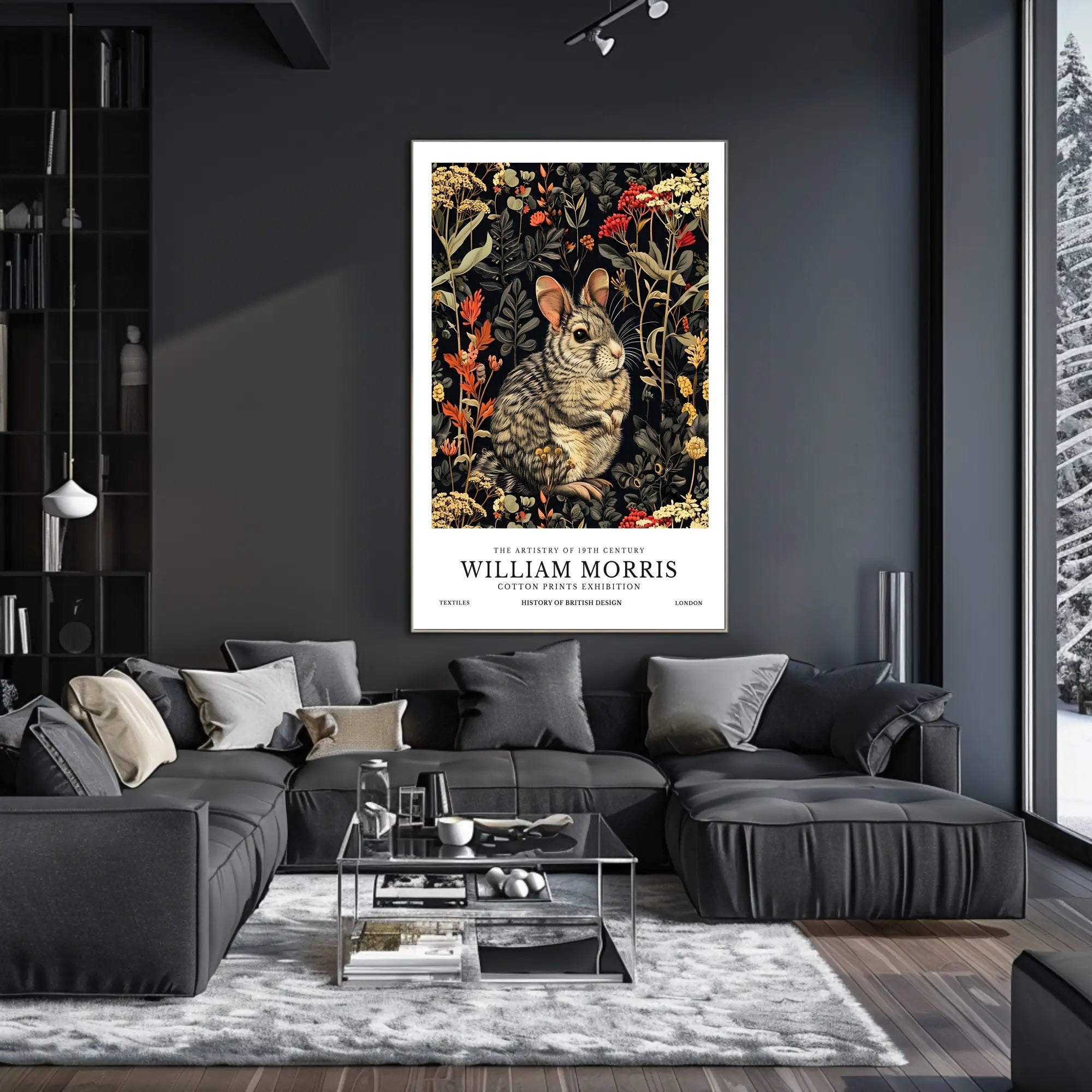 Chinchilla in Arts and Crafts Nature Artistic Poster