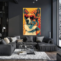Cool Pop Art Corgi with Red Shades Animal Poster PosterGoat