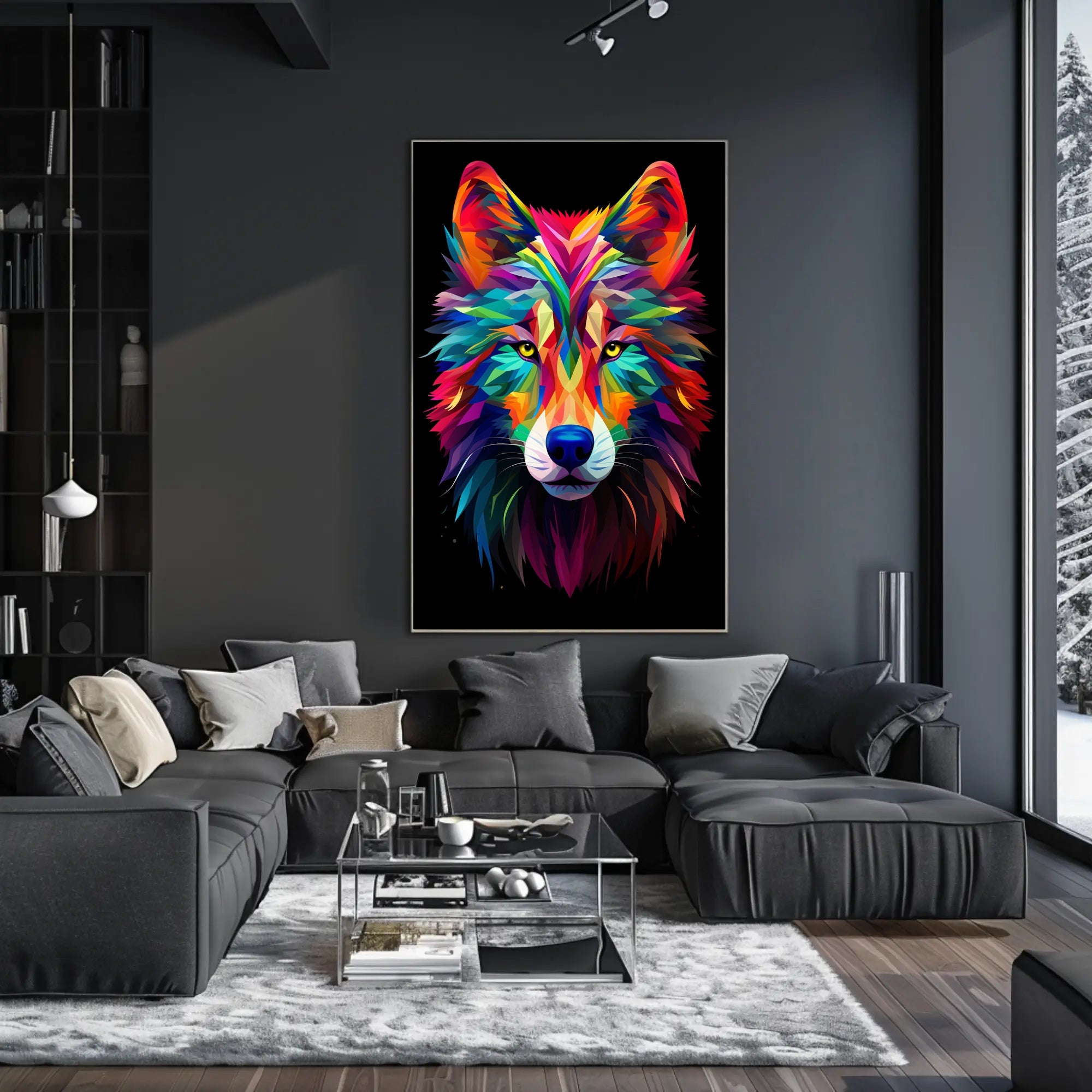 Vibrant Wolf Art Poster PosterGoat
