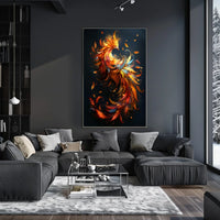 Phoenix Rebirth: Vibrant Mythical Bird Art Poster