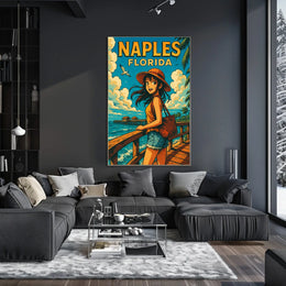 Naples Florida Adventure Poster Coastal Wall Art Decor