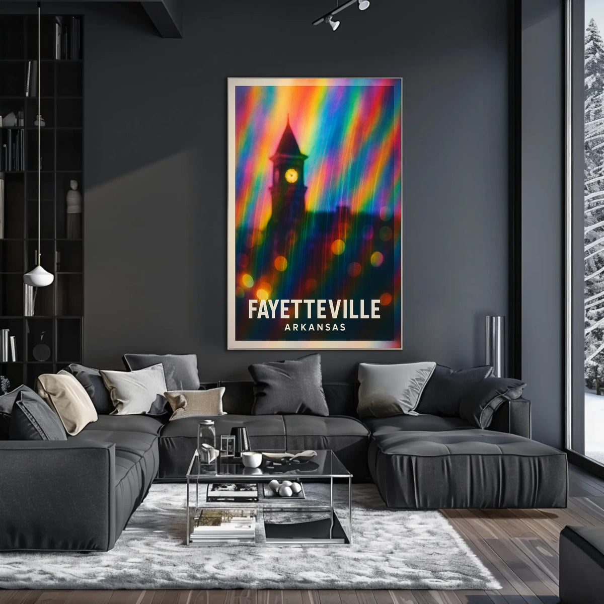 Fayetteville Arkansas Scenic Travel Minimalist Digital Painting Wanderlust Home Decor Poster