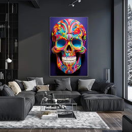 Vibrant Skull Art Poster PosterGoat