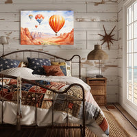 Hot Air Balloons Over Canyon Landscape Poster