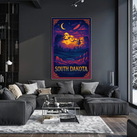 Mount Rushmore Night Poster Vintage South Dakota
