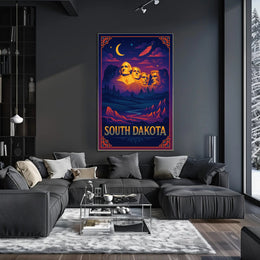 Mount Rushmore Night Poster Vintage South Dakota