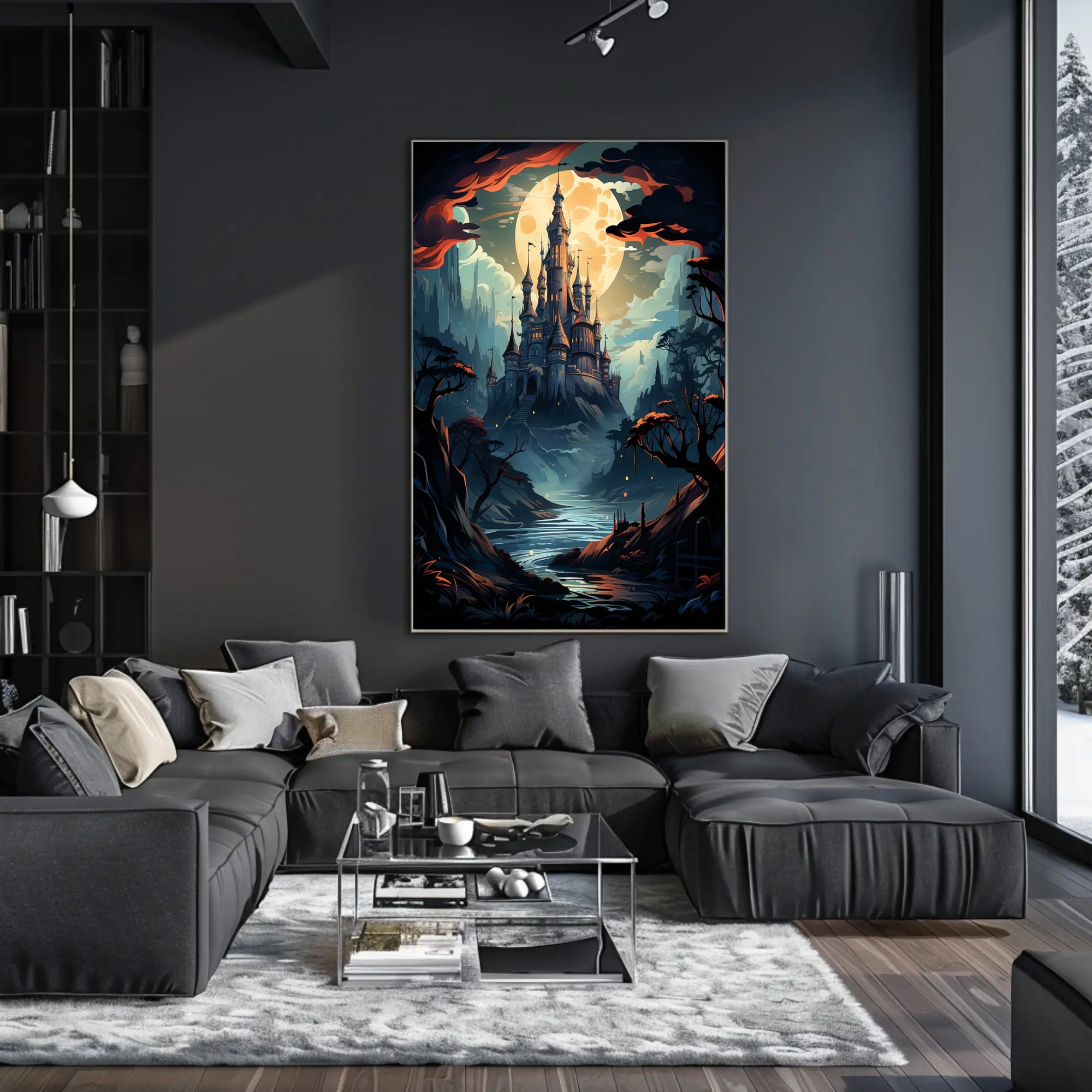 Enchanted Castle Under The Moon Poster