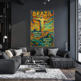 Brazilian Carnival Vibes: Rio Landmarks Art Poster