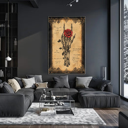 Gothic Rose and Skeleton Hand Artistic or Pop Culture Poster