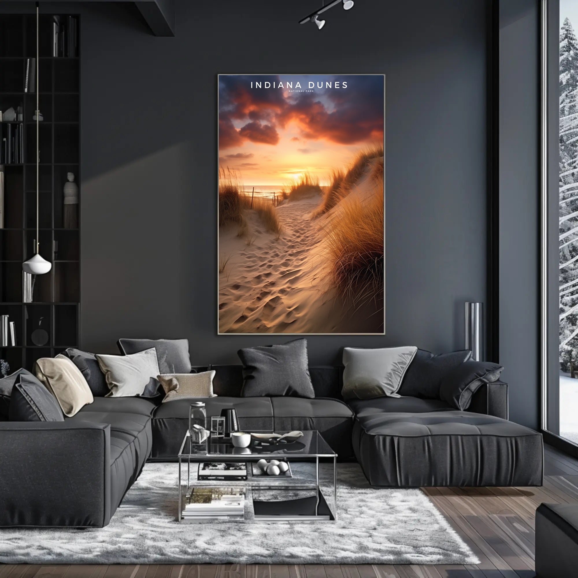Indiana Dunes Sunset Poster Vintage Travel Wall Art