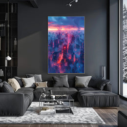 Futuristic Cityscape Cyberpunk Art Poster PosterGoat