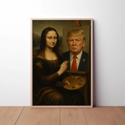 Mona Lisa Paints Trump Historical Parody Poster