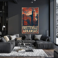 Fayetteville Vintage Travel Architecture Patriotic Poster