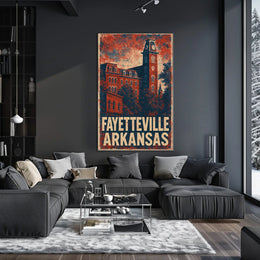 Fayetteville Vintage Travel Architecture Patriotic Poster