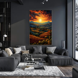 Sunset Over Rolling Hills Poster