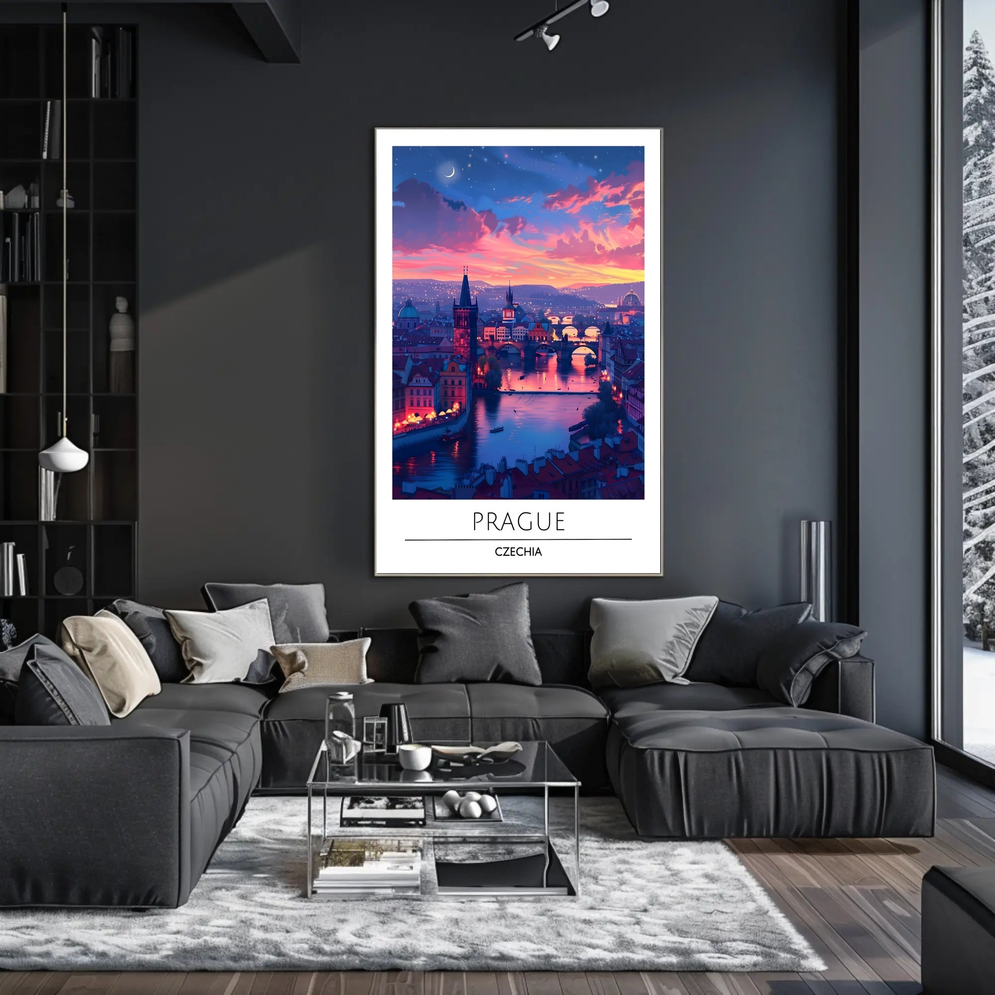 Romantic Twilight Prague View Urban or Cityscape Poster