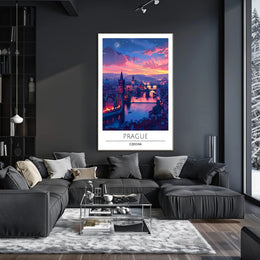 Romantic Twilight Prague View Urban or Cityscape Poster