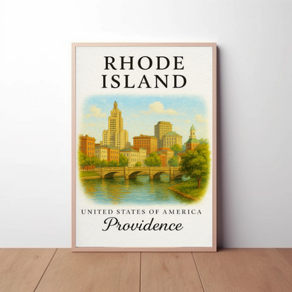 Providence Rhode Island Historic Riverwalk Downtown Travel Poster Travel Poster