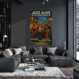 Live Jazz Performances Music New Orleans French Quarter Poster