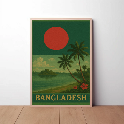 Bangladesh Tropical Landscape Vintage Travel Poster