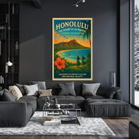 Honolulu Vintage Travel Poster Aloha Spirit Adventure