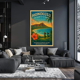 Honolulu Vintage Travel Poster Aloha Spirit Adventure