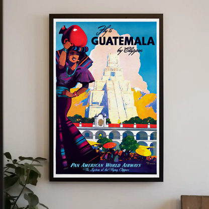 Guatemala Pan Am Airways Vintage Poster