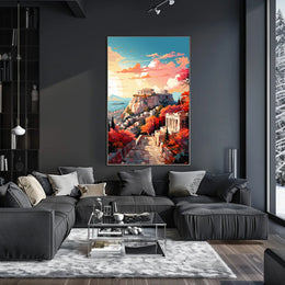 Acropolis Sunset Scenic View Travel Poster
