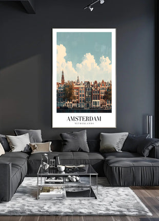 Amsterdam's Iconic Canal View Urban or Cityscape Poster
