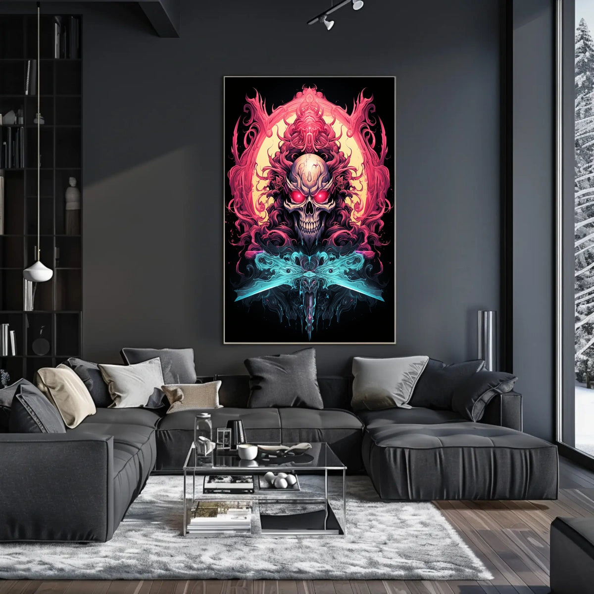 Menacing Skull Artistic Design Abstract Poster