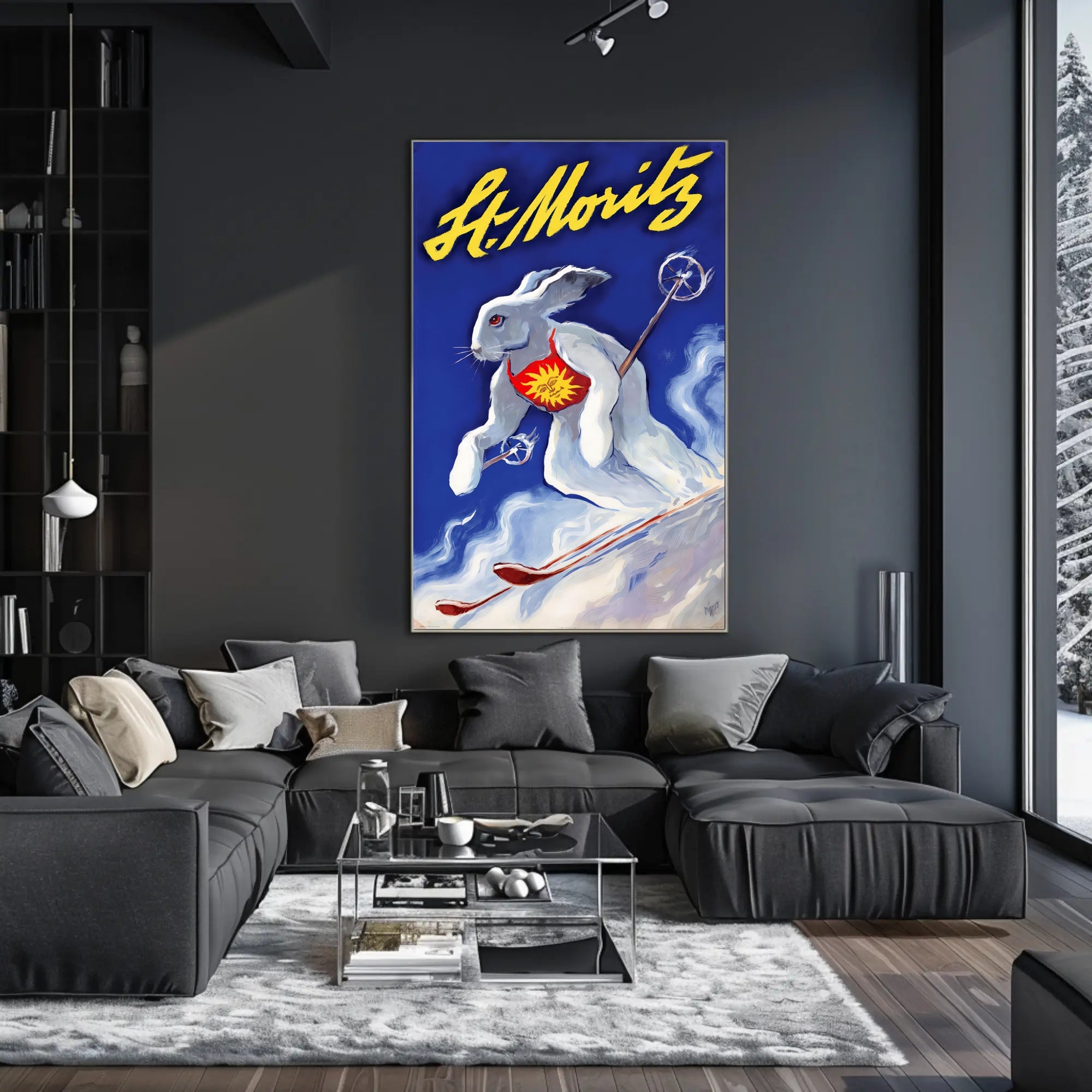 St. Moritz Skiing Poster PosterGoat