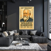 Benjamin Harrison 23rd President of the United States Exaggerated Cartoon Sketch Poster
