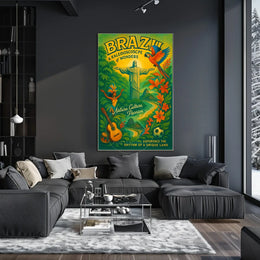 Brazil's Iconic Landmarks and Culture Travel Poster