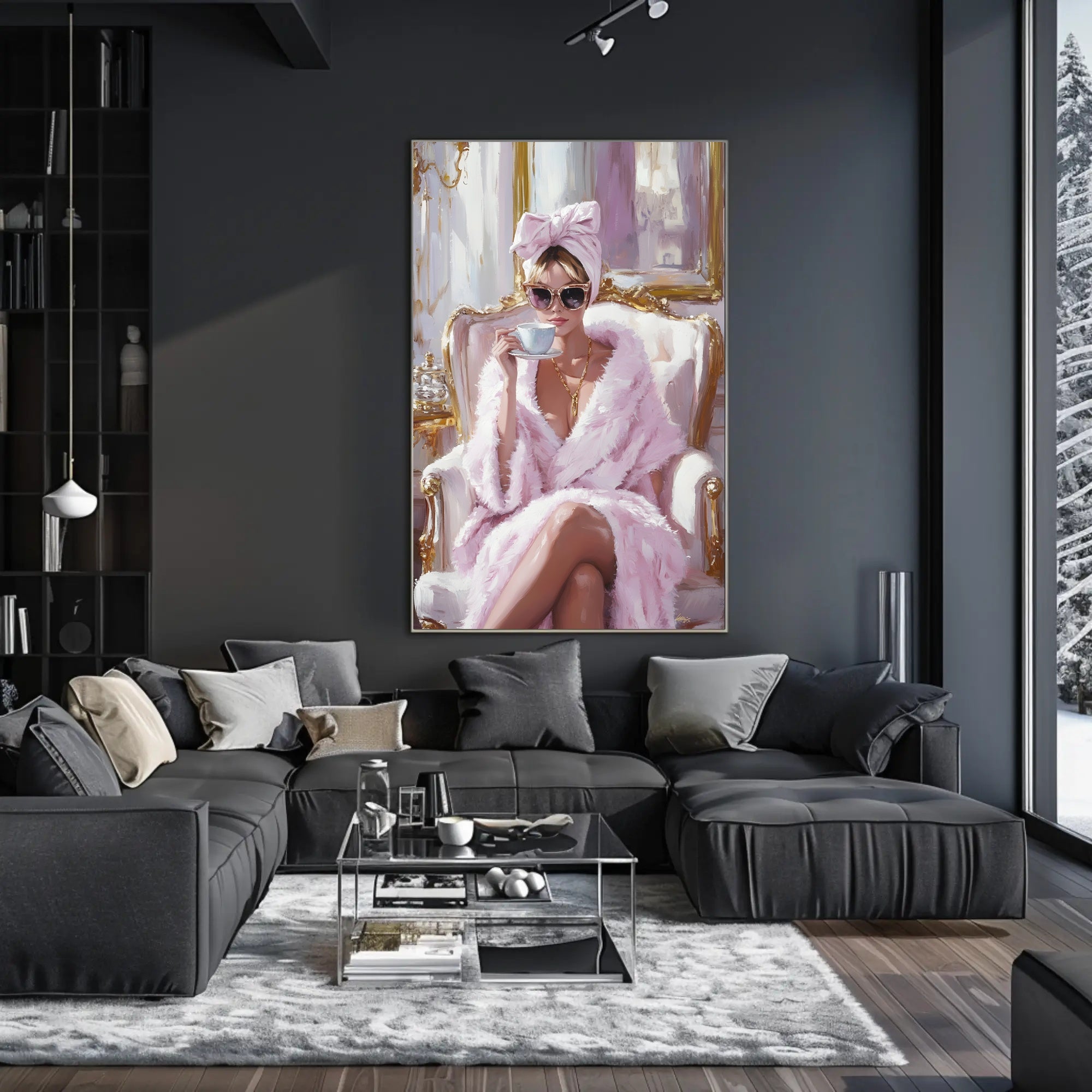 Elegant Morning Ritual Poster Glamorous Pink Wall Art