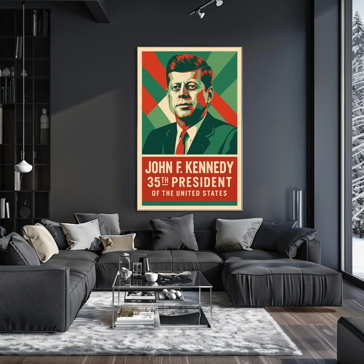 Kennedy 35th President Heritage Midcentury Poster