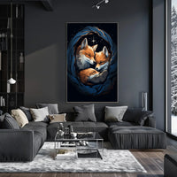 Starry Night With Foxes Poster
