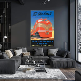 Journey to the East with Trans-Australian Railway Poster PosterGoat
