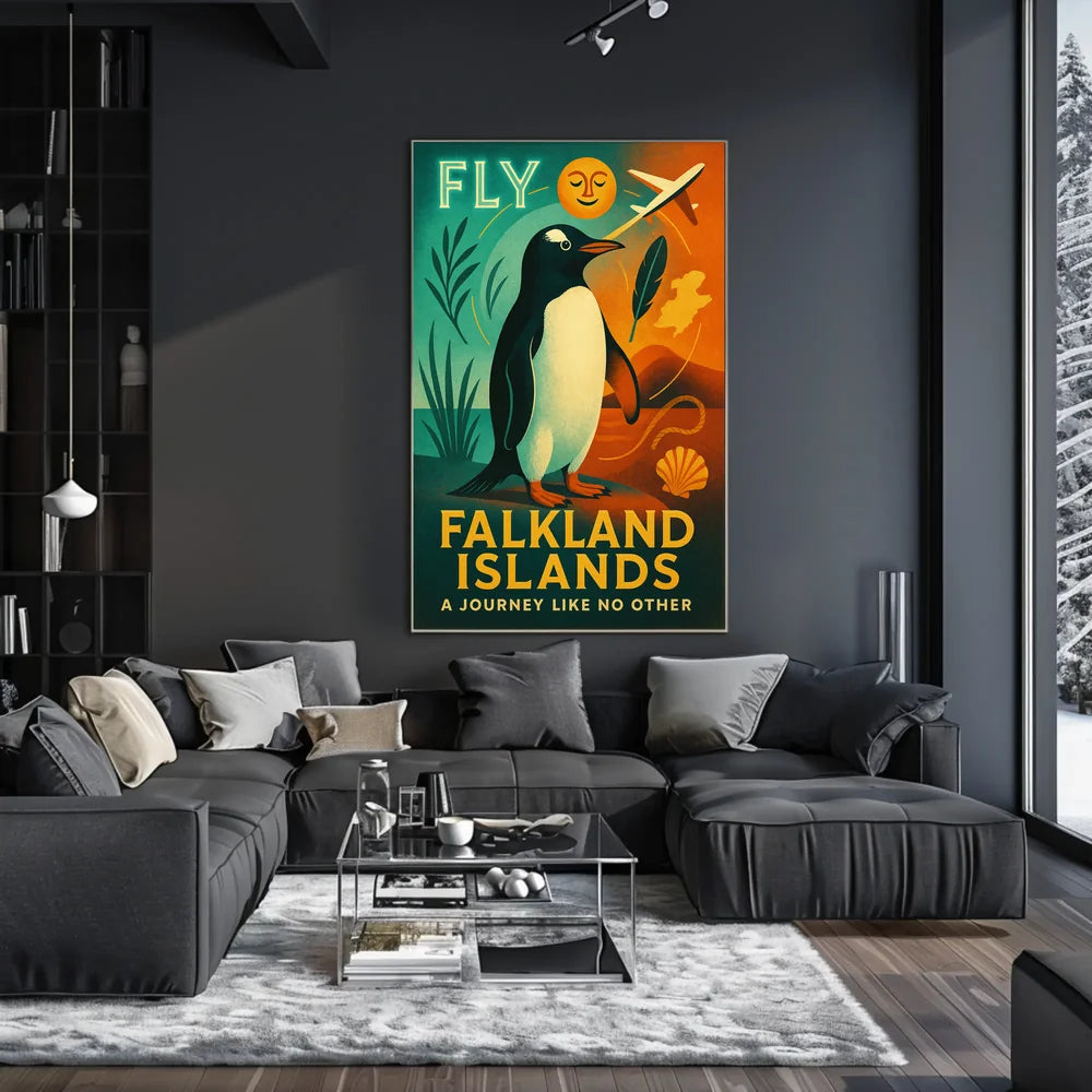 Fly to Falkland Islands Adventure Travel Poster PosterGoat