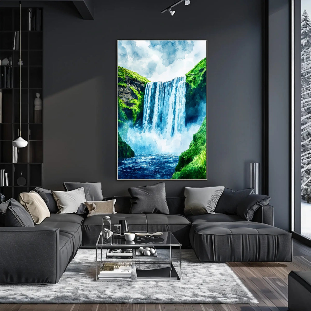 Iceland Skgafoss Waterfall Landscape Poster
