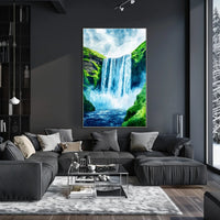 Iceland Skgafoss Waterfall Landscape Poster