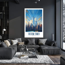 Freedom Tower NYC Skyline City Poster Modern Wall Art