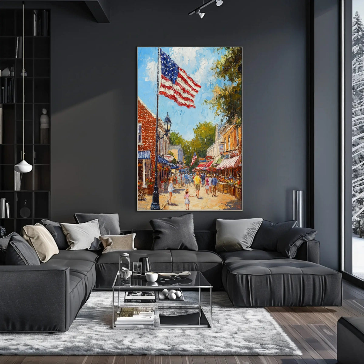 Classic American Town Square City Street Scene Poster