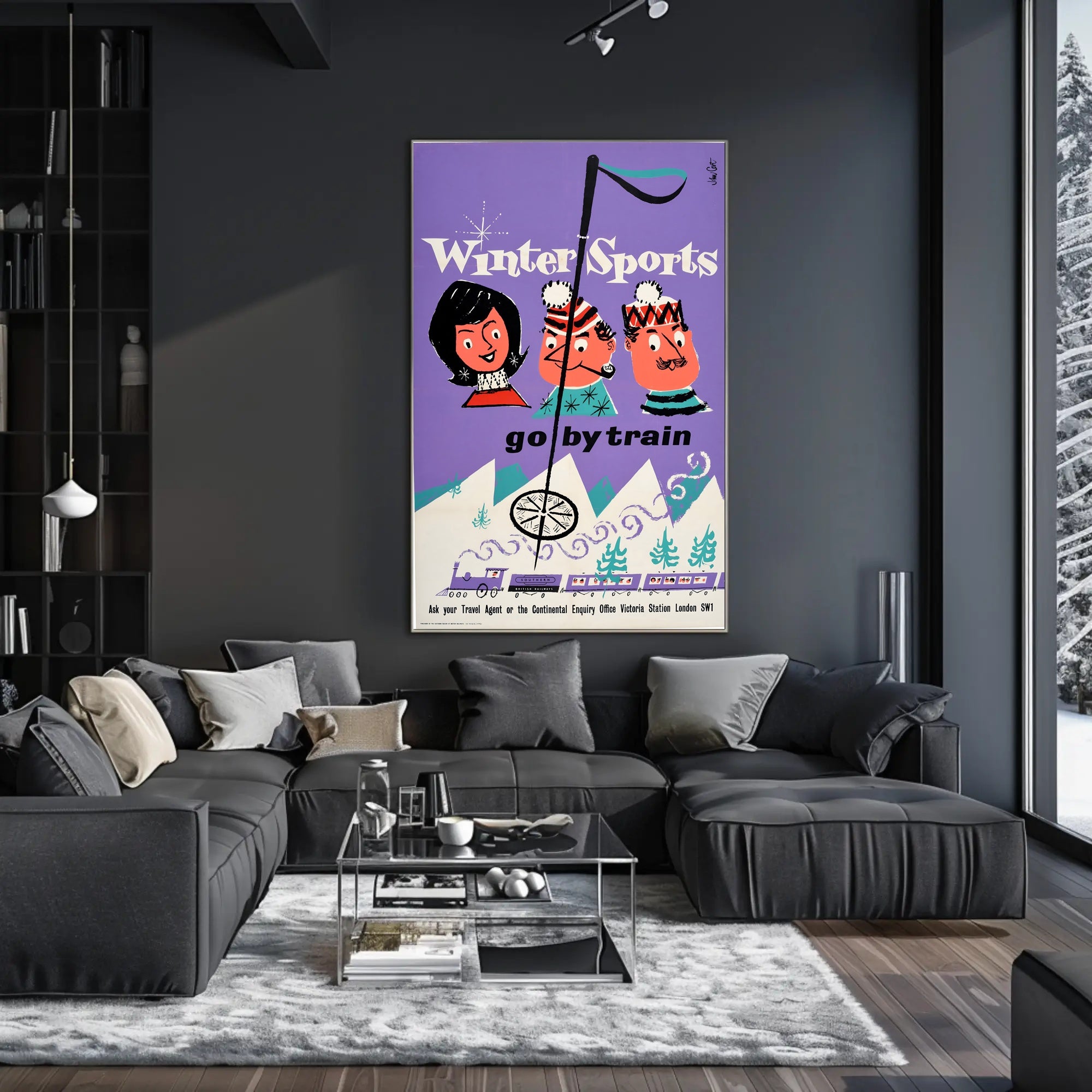 Winter Sports by Train Poster PosterGoat