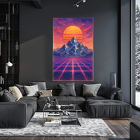 Retro-Futuristic Synthwave Landscape Poster