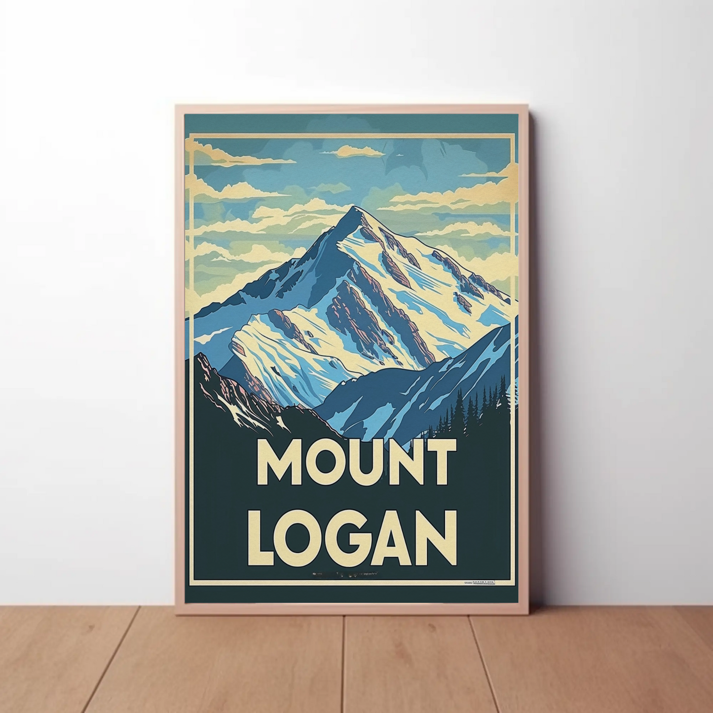 Mount Logan Snow Peak Vintage Travel Poster