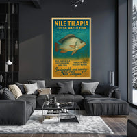 Nile Tilapia Vintage Aquatic Poster for Sustainability Enthusiasts