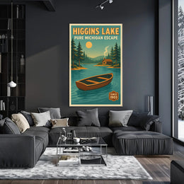 Higgins Lake Vintage Travel Poster Wall Art