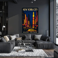 Stylized New York Urban Energy: Times Square Travel Poster