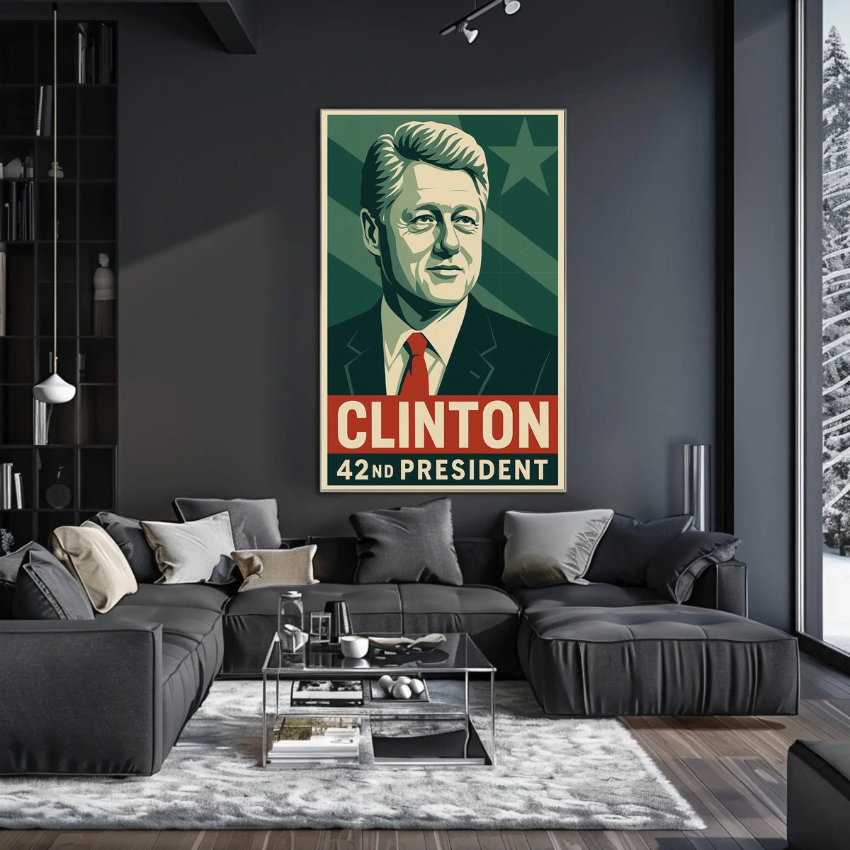 Clinton Cityscape 42nd President Wanderlust Poster